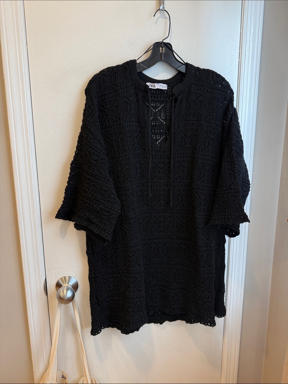 Zara Black Crochet Cover-Up Tunic